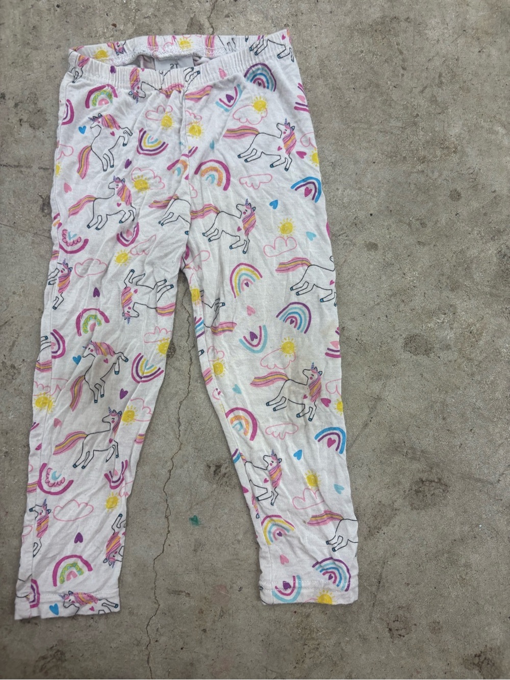 Allura Works Girls 2T Unicorn Rainbow Pajama Pants White Rayon/Spandex Elastic